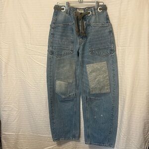 We the Free Mixie pull-on Barrel Jeans woman’s 24 inseam 25 blue denim
